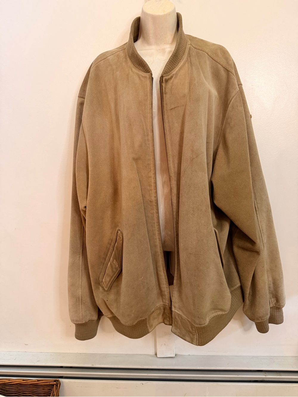 Eddie Bauer Men's Suede Bomber Jacket - Khaki